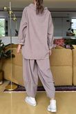 Made in Italy Cooper Needlecord Boat Cowl Neck Top Mocha